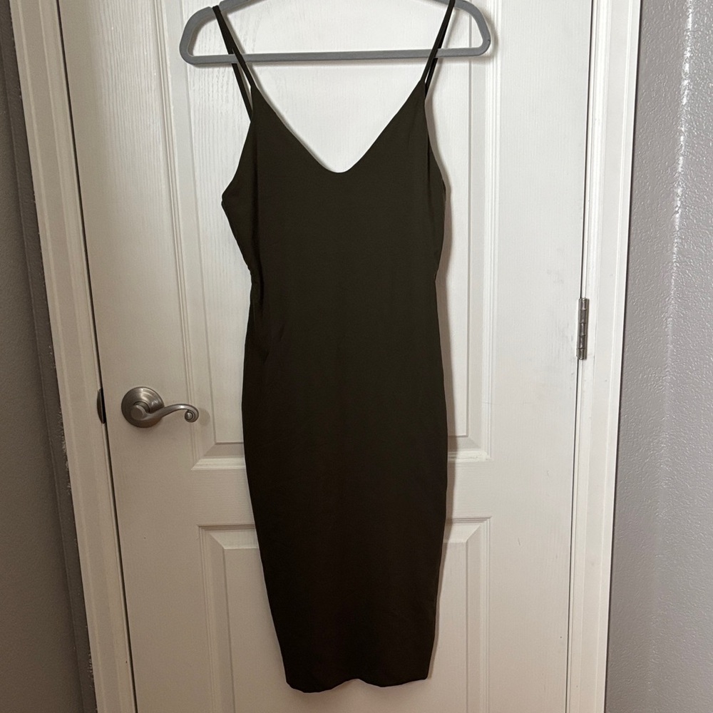 Kookai Olive Midi Dress with Thin Straps